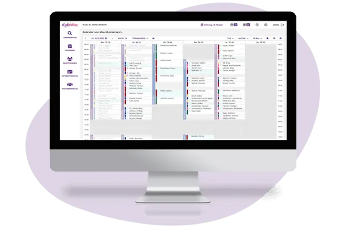 Ein Computer-Screen zeigt den dubidoc-Kalender