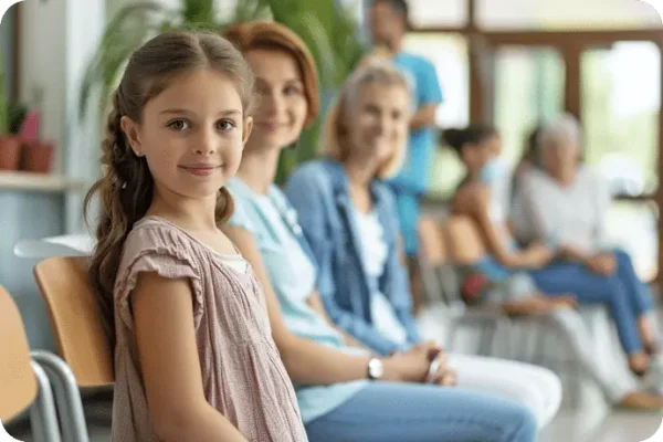 Mädchen wartet im wartezimmer